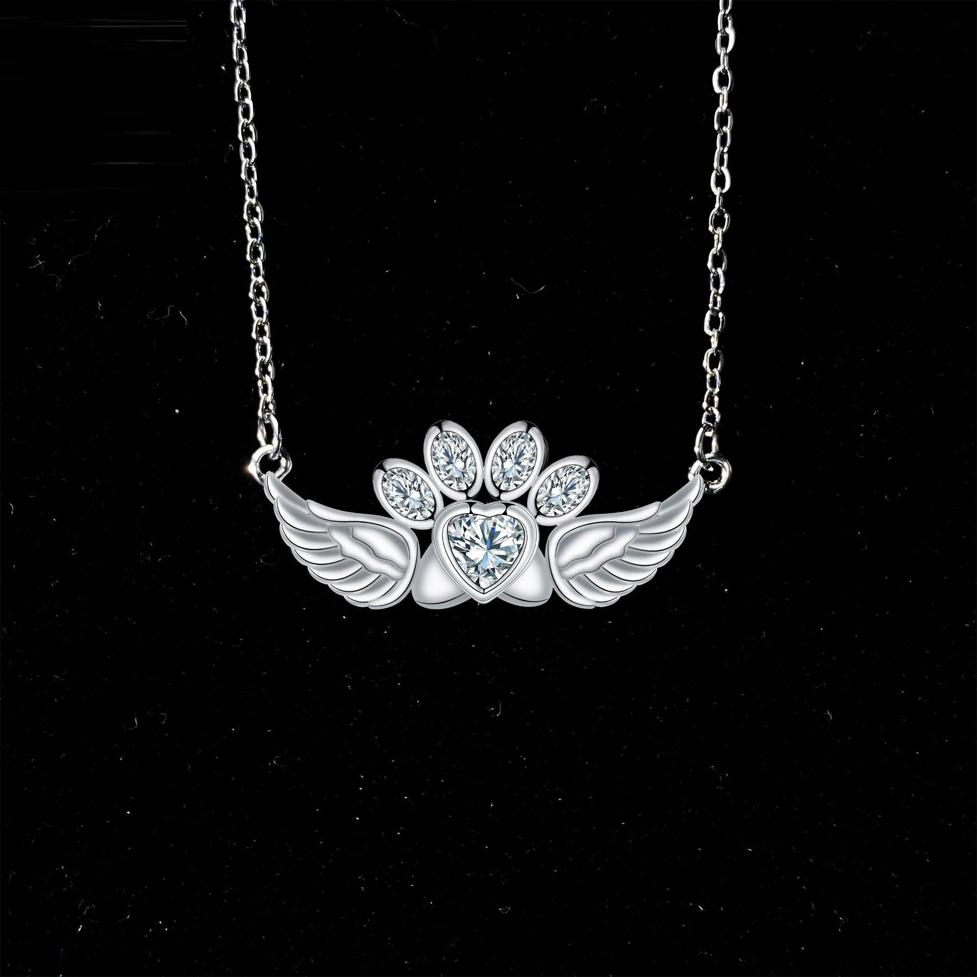 Fashion Personality Heart-shaped Pendant Ornaments Cute Dog's Paw All-match Women's Necklace