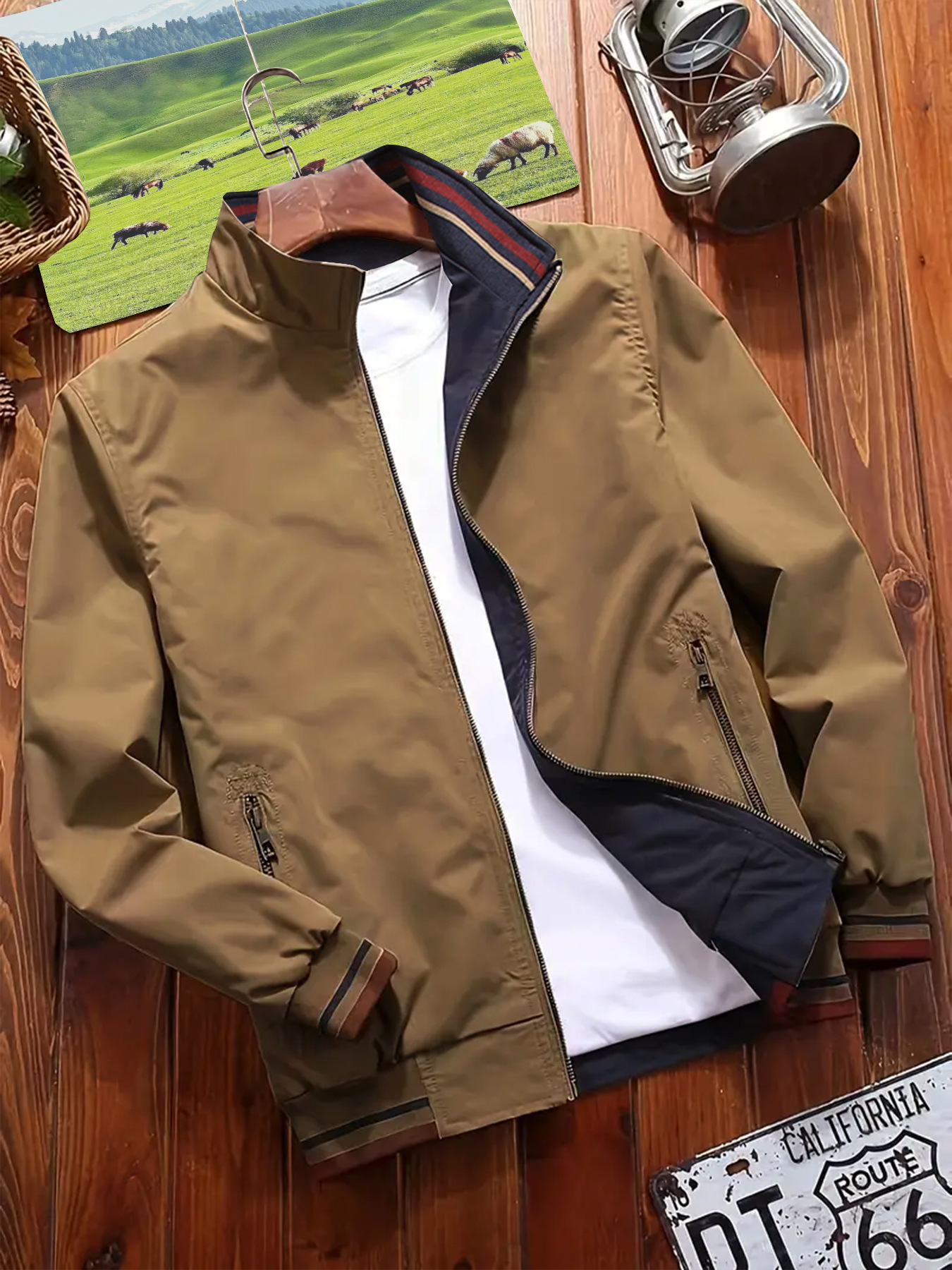 Men's Sports Jacket Double-sided Wear Stand Collar Casual - Image 4