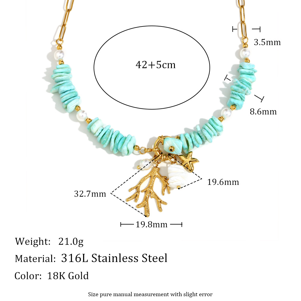 Women's Retro Versatile Natural Stone Pendant Paper Clip Necklace - Image 4