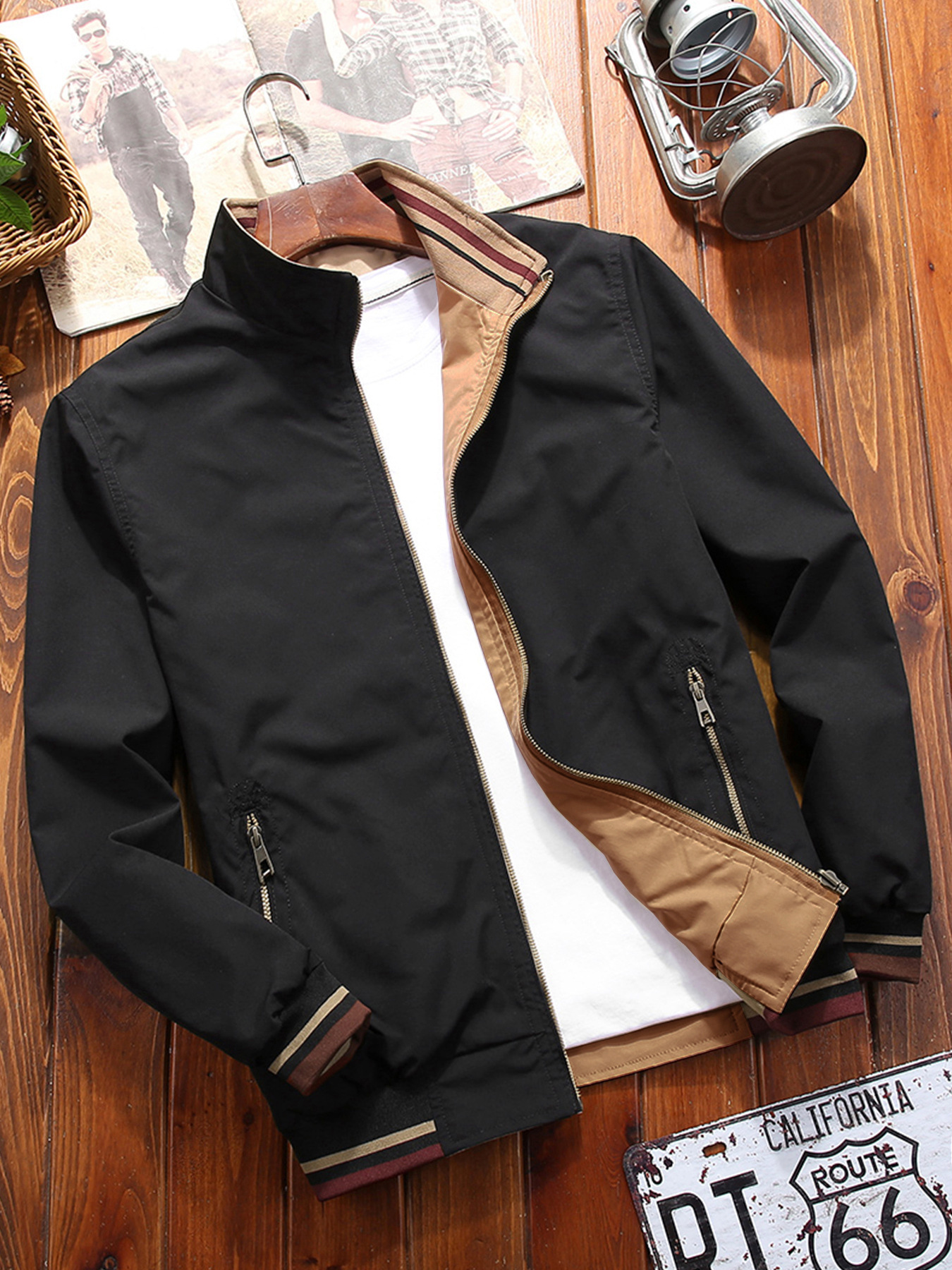 Men's Sports Jacket Double-sided Wear Stand Collar Casual - Image 5