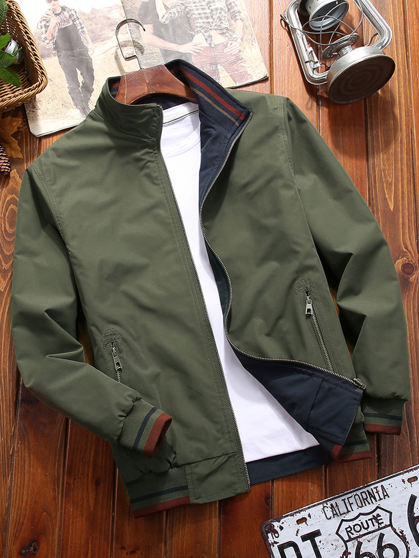 Men's Sports Jacket Double-sided Wear Stand Collar Casual - Image 2