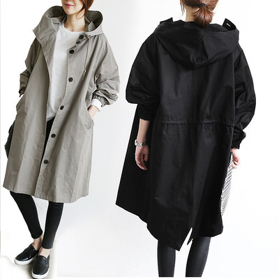 Women Windbreaker Jacket Casual Loose Button Pockets Hooded Quick Dry Windproof Waterproof Clothes For Outdoor Hiking Camping - Image 2