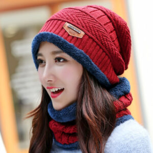 Knit Hat Female Winter ThickeningCap Warm Earmuffscap Head Outdoor Cycling Korean Version Of The Tide Collar Wool Hat