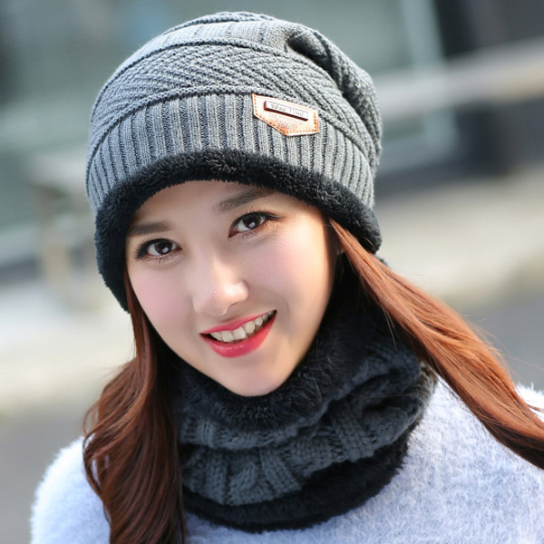 Knit Hat Female Winter ThickeningCap Warm Earmuffscap Head Outdoor Cycling Korean Version Of The Tide Collar Wool Hat - Image 2