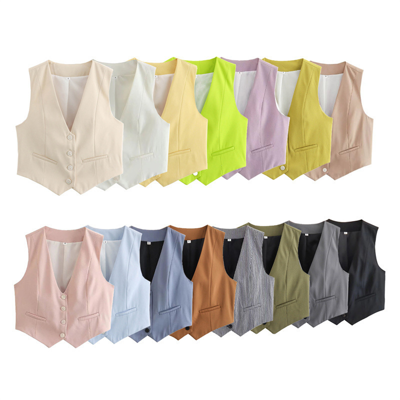 Women's Loose Button Decoration Multi-color Versatile Vest - Image 5