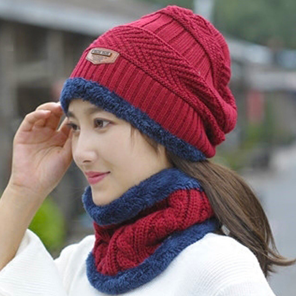Knit Hat Female Winter ThickeningCap Warm Earmuffscap Head Outdoor Cycling Korean Version Of The Tide Collar Wool Hat - Image 5
