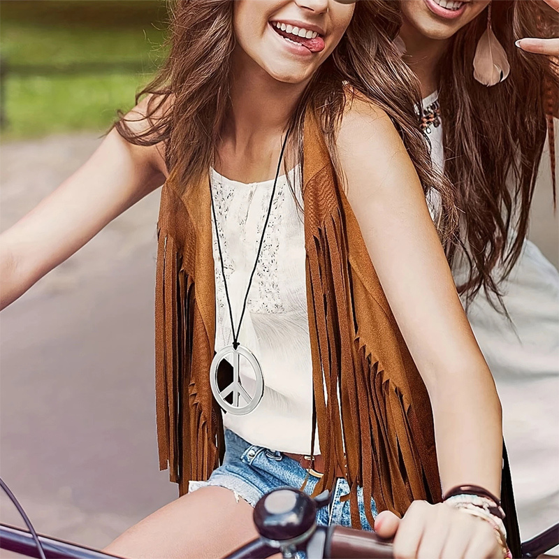 Women's Solid Color Sleeveless Fringe Vest - Lightweight Summer Bohemian Wear - Image 2