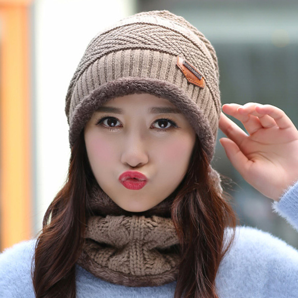Knit Hat Female Winter ThickeningCap Warm Earmuffscap Head Outdoor Cycling Korean Version Of The Tide Collar Wool Hat - Image 3