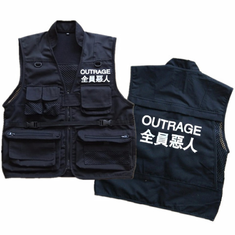 Extra Fish Multi-pocket Multi-pocket Workwear Waistcoat Vest - Image 3