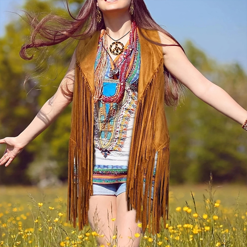 Women's Solid Color Sleeveless Fringe Vest - Lightweight Summer Bohemian Wear