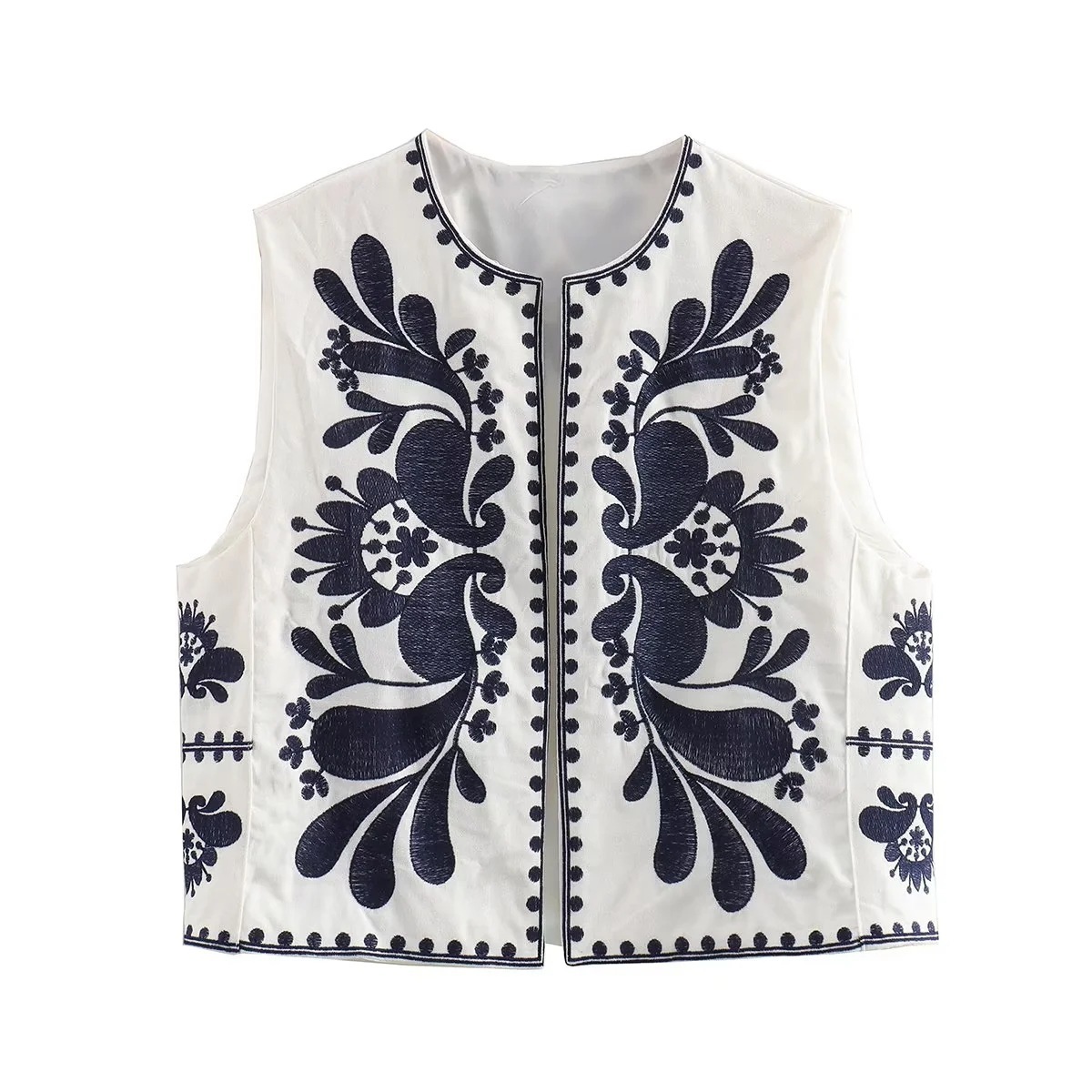 European And American Women's Clothing Sleeveless Embroidered Vest Women's Top - Image 4