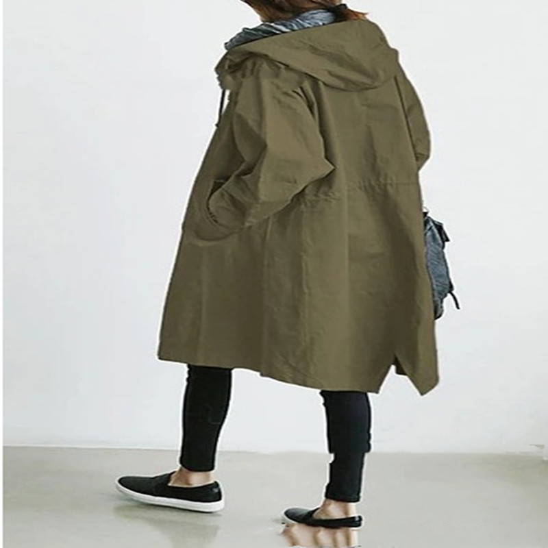 Women Windbreaker Jacket Casual Loose Button Pockets Hooded Quick Dry Windproof Waterproof Clothes For Outdoor Hiking Camping - Image 7