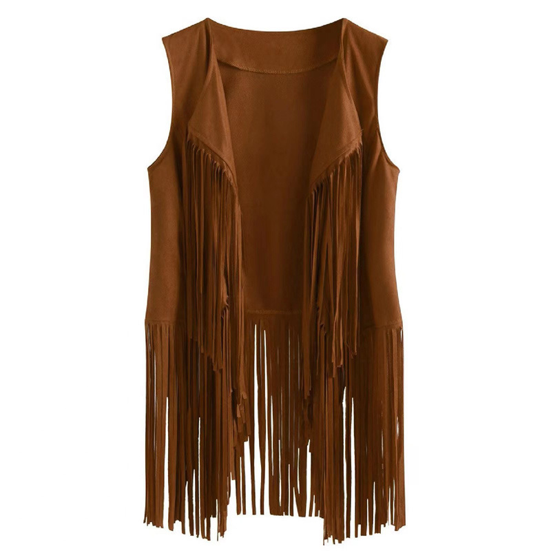 Women's Solid Color Sleeveless Fringe Vest - Lightweight Summer Bohemian Wear - Image 5