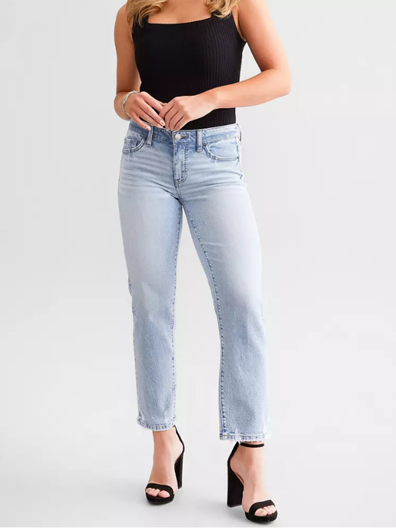 Women's Blue High Waist Straight Micro Elastic Jeans - Image 2