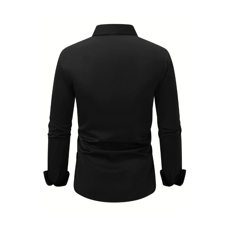 Men's Shirt Business Button Down Shirt Summer Solid Color Long Sleeve Lapel Vacation Shirt Fashion Temperament Casual Tops - Image 8
