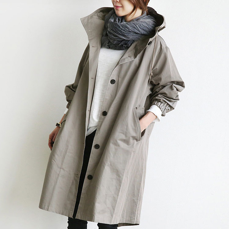 Women Windbreaker Jacket Casual Loose Button Pockets Hooded Quick Dry Windproof Waterproof Clothes For Outdoor Hiking Camping - Image 4