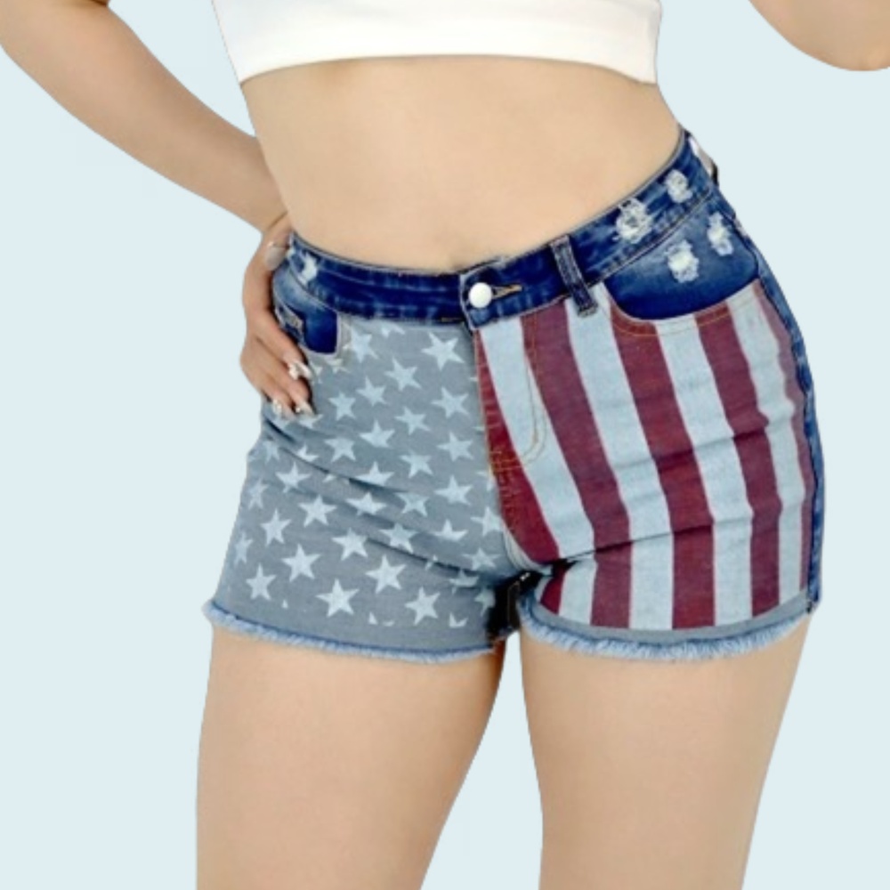 Women's Mid-Rise Patriotic Flare Jeans, Slim Fit Full-Length Jeans With An American Flag Print For 4th Of July, Stretch Denim For Holiday Events Forbidden Platform - Temu - Image 6