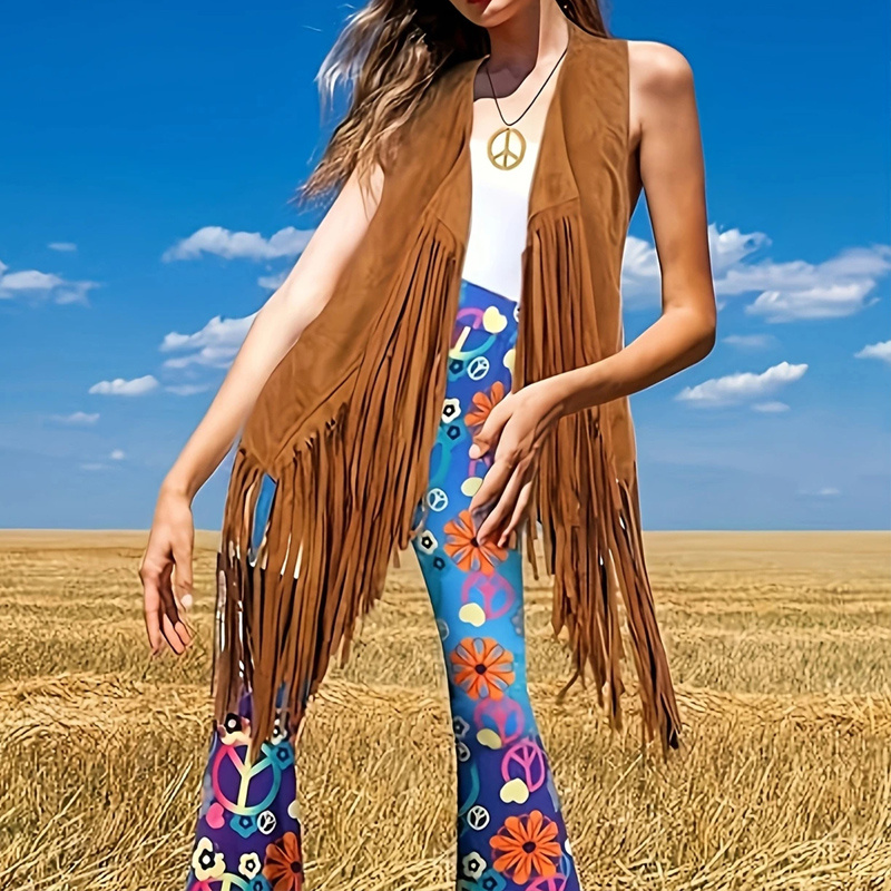 Women's Solid Color Sleeveless Fringe Vest - Lightweight Summer Bohemian Wear - Image 4