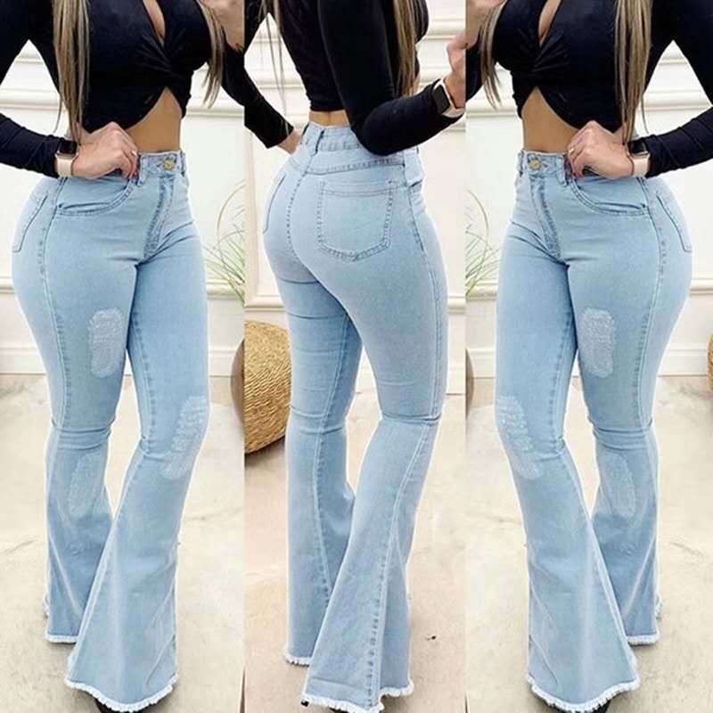 Women Fashion Elastic Ladies Jeans Pants - Image 2