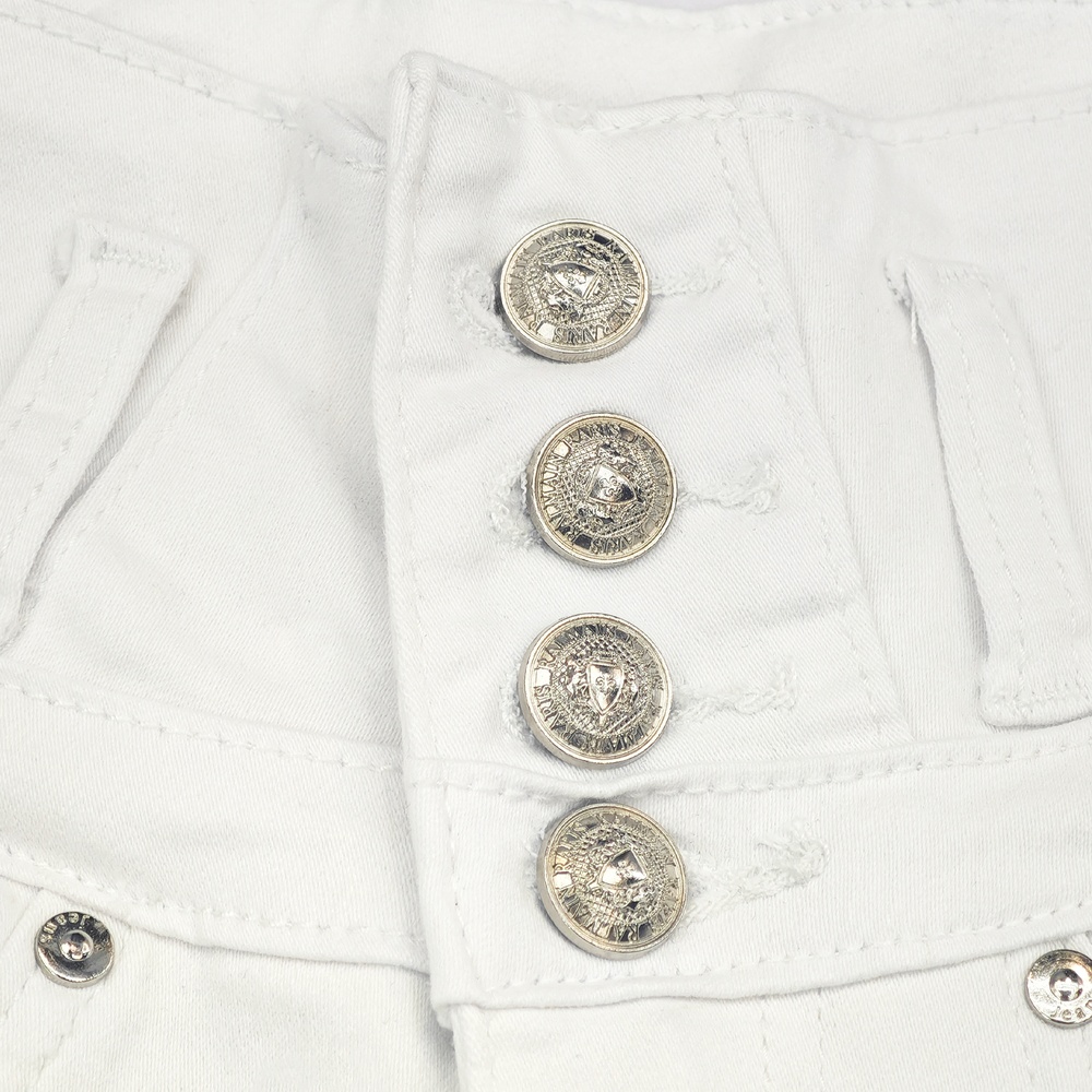 White High Waist Button Shorts Slim Fit Stretch Denim Bling Pocket Hot Girl Summer Look Club Chic Curve Flattering Pants For Women Forbidden Platform - Temu - Image 5