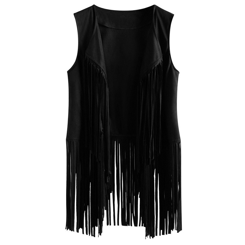Women's Solid Color Sleeveless Fringe Vest - Lightweight Summer Bohemian Wear - Image 7