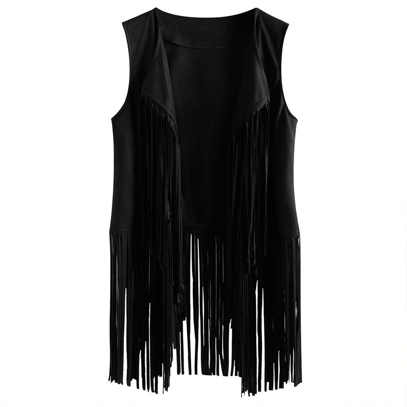 Women's Solid Color Sleeveless Fringe Vest - Lightweight Summer Bohemian Wear - Image 10