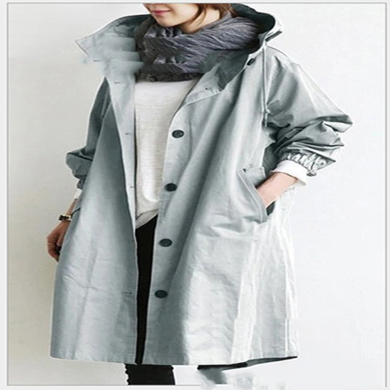 Women Windbreaker Jacket Casual Loose Button Pockets Hooded Quick Dry Windproof Waterproof Clothes For Outdoor Hiking Camping - Image 5